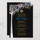 生活のPixDezinesツリー（ユダヤ教の）バル・ミツバー/DIY背景 招待状 (正面/裏面)