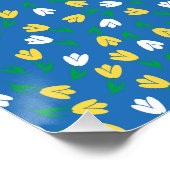 生活はチューリップで良い – 青い黄色のパターン ポスター (コーナー)