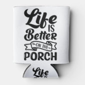 生活はポーチ引用文白黒で良い 缶クーラー (正面)