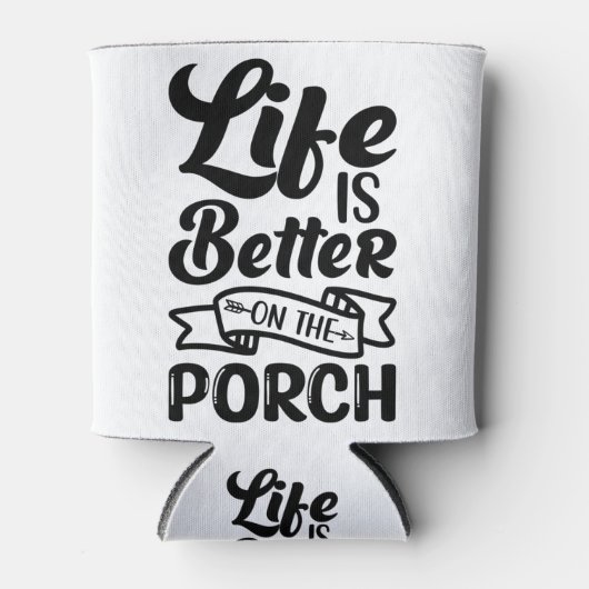 生活はポーチ引用文白黒で良い 缶クーラー (正面)