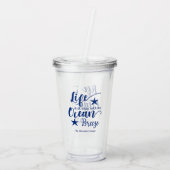 生活は快適で海風 – 引用文ビーチ アクリルタンブラー (裏面)