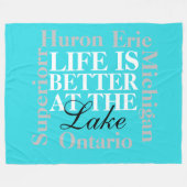 "生活は湖で良い"フリースブランケット、大 フリースブランケット (正面(横))