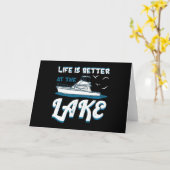 生活は湖で良い – ポンツーンボートギフト カード (黄色い花)