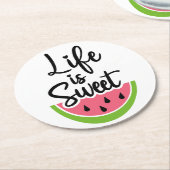 生活は甘いかわいい果物夏のパーティースイカ ラウンドペーパーコースター (アングル)