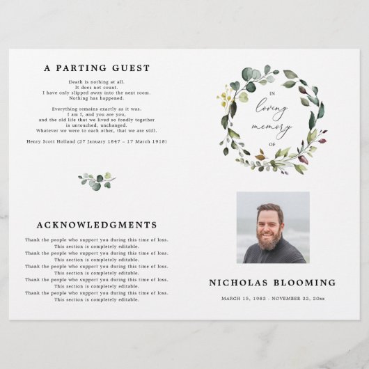 生活プログラムの緑のユーカリお祝い (正面)