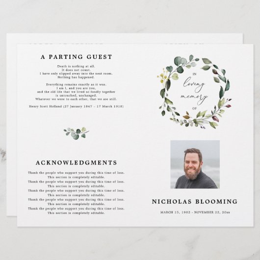 生活プログラムの緑のユーカリお祝い (正面/裏面)