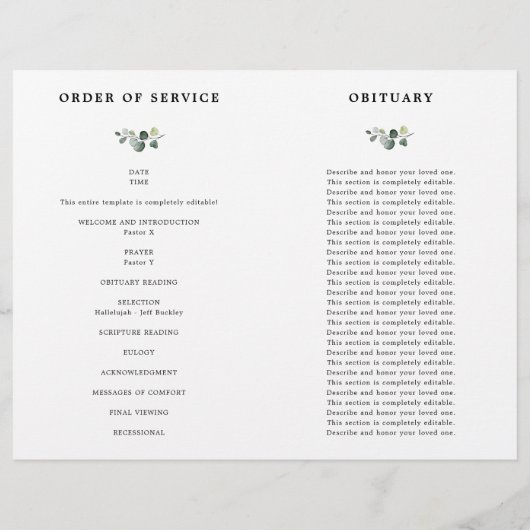 生活プログラムの緑のユーカリお祝い (裏面)