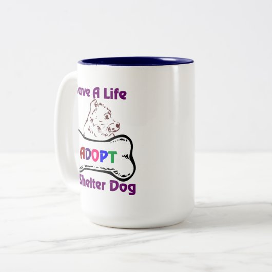 生活救はシェルター犬のマグカップを採用する ツートーンマグカップ (正面左)