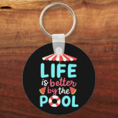生活泳ぐ人はプールの方が良い キーホルダー (正面)