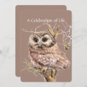 生活用フクロウ鳥水彩お祝い 招待状 (正面/裏面)