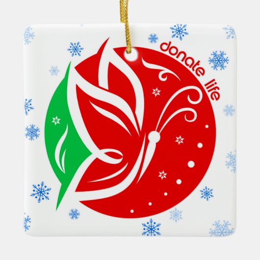 生活移植患者クリスマスを寄付する セラミックオーナメント (正面)