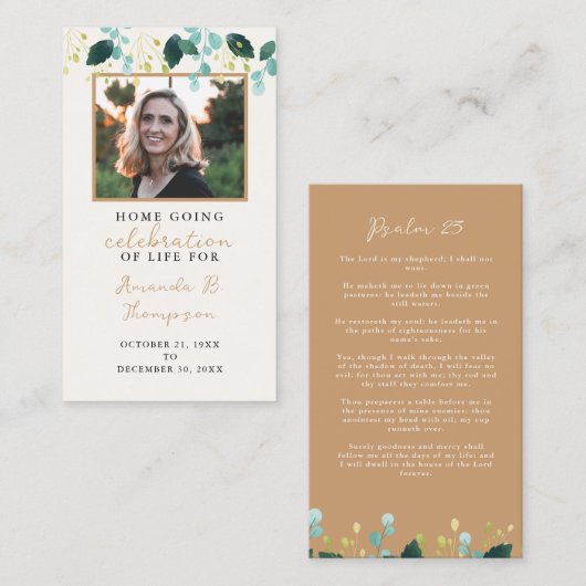 生活葬式お祝いカードの帰郷祈りの言葉 名刺 (正面/裏面)