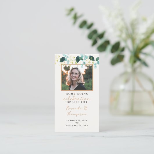 生活葬式お祝いカードの帰郷祈りの言葉 名刺 (スタンド正面)