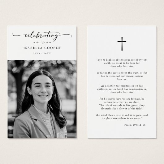 生活葬式エレガント祈りの言葉カードのお祝い (正面&裏面)