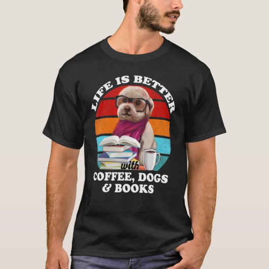 生活費はコーヒー犬に比べて好おもしろいい Tシャツ (正面)
