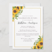 生涯お祝いひまわりの花 招待状 (正面)