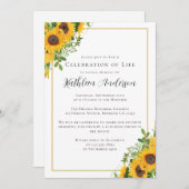 生涯お祝いひまわりの花 招待状 (正面/裏面)