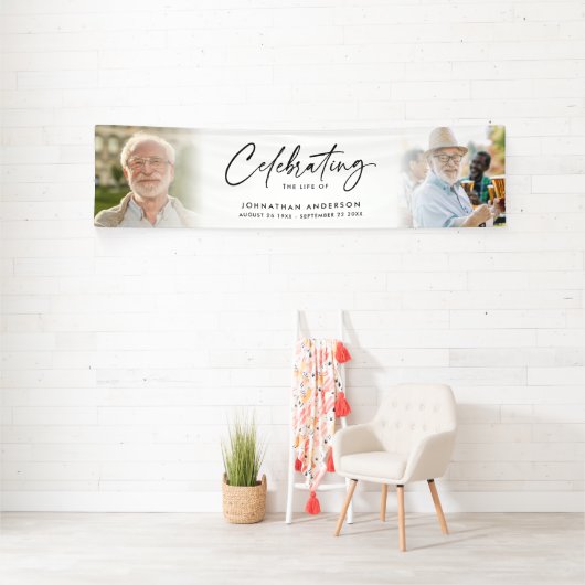 生涯お祝い2写真式葬儀またはメモリアル 横断幕 (インサイチュ)