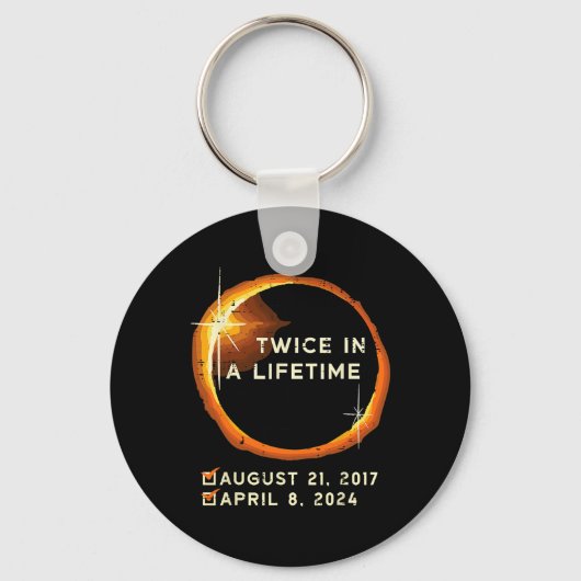 生涯に2回の太陽のEclipse 2024男性W キーホルダー (正面)