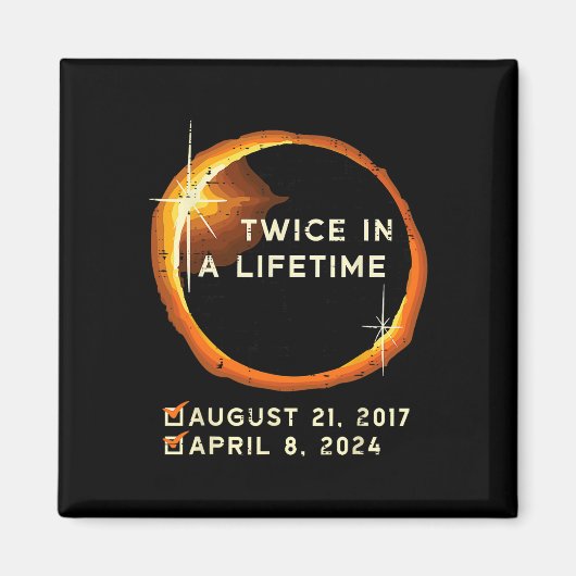 生涯に2回の太陽のEclipse 2024男性W マグネット (正面)