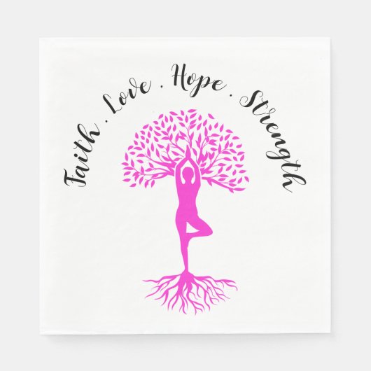 生涯のピンクの木の乳がん生存者のパーティー スタンダードランチョンナプキン (正面)