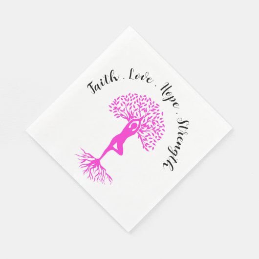 生涯のピンクの木の乳がん生存者のパーティー スタンダードランチョンナプキン (角)