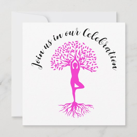 生涯のピンクの木の乳がん生存者のパーティー 招待状 (正面)