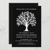 生涯の木の葬儀記念白黒 招待状 (正面/裏面)