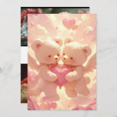 生涯の約束:ドリーミー・テディ・ベア結婚ズ・インビタ 招待状 (正面/裏面)