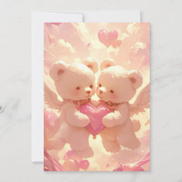 生涯の約束:ドリーミー・テディ・ベア結婚ズ・インビタ 招待状