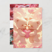 生涯の約束:ドリーミー・テディ・ベア結婚ズ・インビタ 招待状 (正面/裏面)