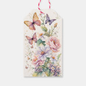 生涯の蝶のフローラブライダルシャワーの好意 ギフトタグ (裏面)