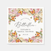 生涯の蝶の牡丹ブライダルシャワー スタンダードカクテルナプキン (正面)