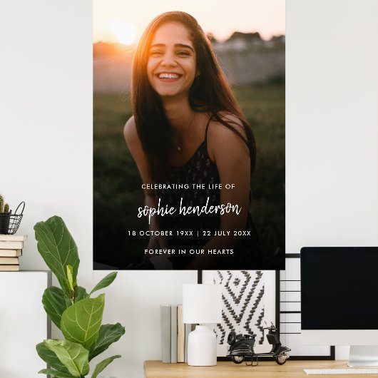 生涯モダン記念写真の葬儀お祝い ポスター (ホームオフィス)