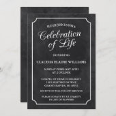 生涯葬儀お祝いの黒板招待状 招待状 (正面/裏面)