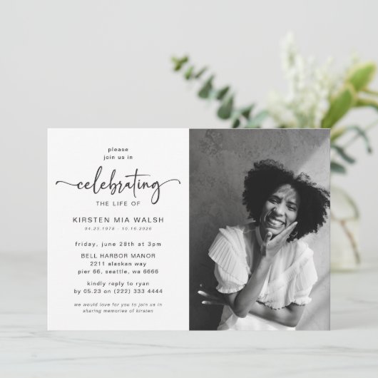 生涯葬儀記念写真お祝い 招待状 (スタンド正面)