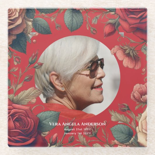 生涯葬式お祝い記念写真展 ガラスコースター (正面)