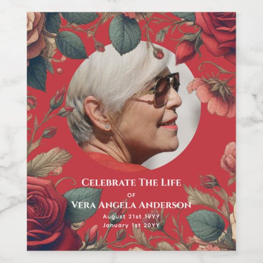 生涯葬式お祝い記念写真展 ワインラベル (シングルラベル)