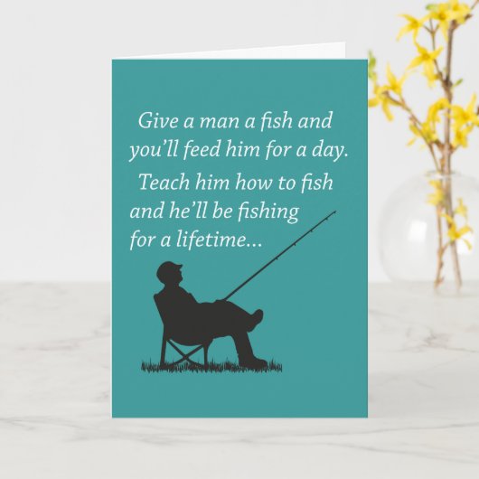 生涯魚釣り(誕生日) カード (黄色い花)