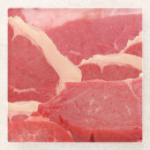 生牛肉の柄 ガラスコースター (正面)