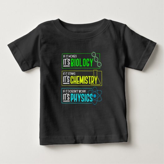 生物化学物理おもしろい学おたく ベビーTシャツ (正面)