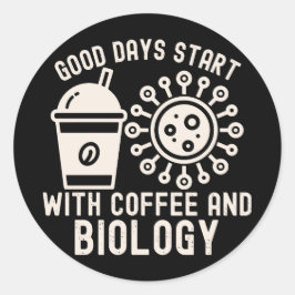 生物学とコーヒーで始まる良い一日 ラウンドシール