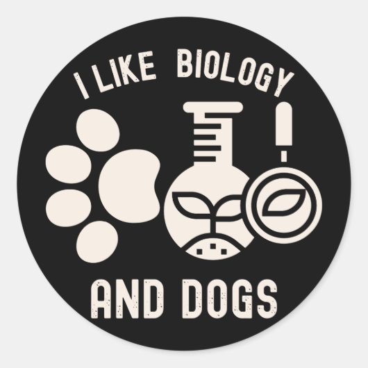 生物学と犬が好き、生物学の学生 ラウンドシール (正面)