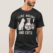 生物学と猫が好き、生物学専攻 Tシャツ (正面)