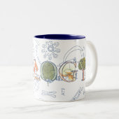 生物学のタイポグラフィおよび図表 ツートーンマグカップ (正面右)