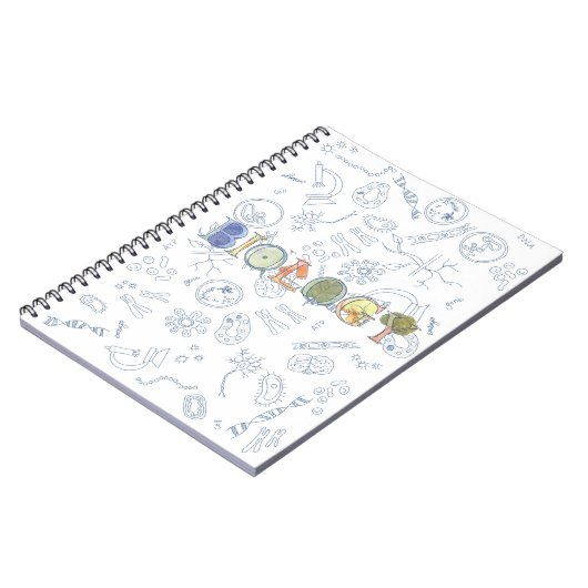 生物学のタイポグラフィおよび図表 ノートブック (左側)