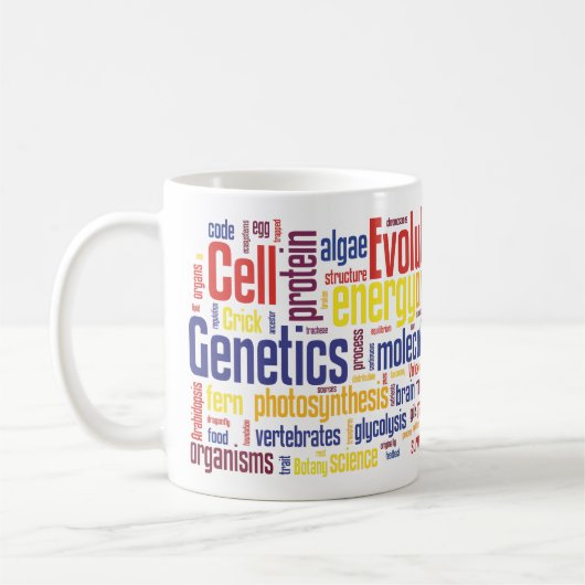生物学のWordleのカラフルなマグ コーヒーマグカップ (左)