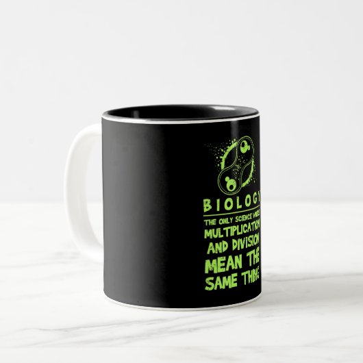 生物学先生おもしろいことわざ生物学者の才能 ツートーンマグカップ (正面左)