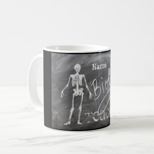 生物学先生ギフトパーソナライズされた骨格 コーヒーマグカップ (正面左)