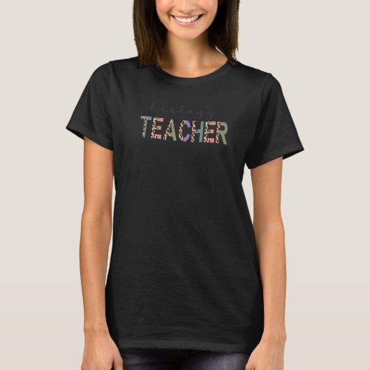生物学先生ヒョウ印刷先生女性 Tシャツ (正面)